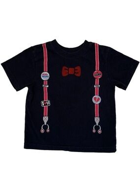 Toddler Boys 24 Months Heart Shirt Bow Tie Suspenders Short Sleeve Black